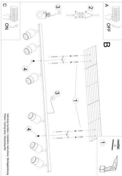 Sollux SL.1073 - Bodové svietidlo NERO 6xGU10/40W/230V čierna/zlatá