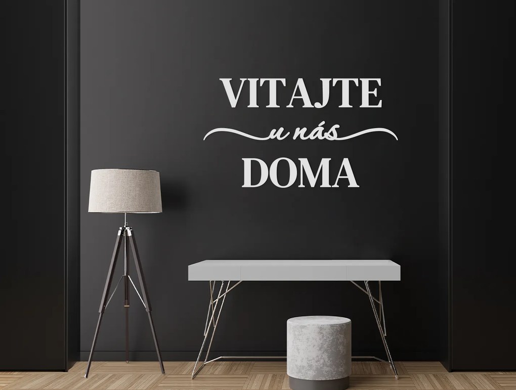 drevko Nápis Vitajte u nás doma Rozmer obrazu: 34 x 60,5 cm, Farba dekorácie: Čierna