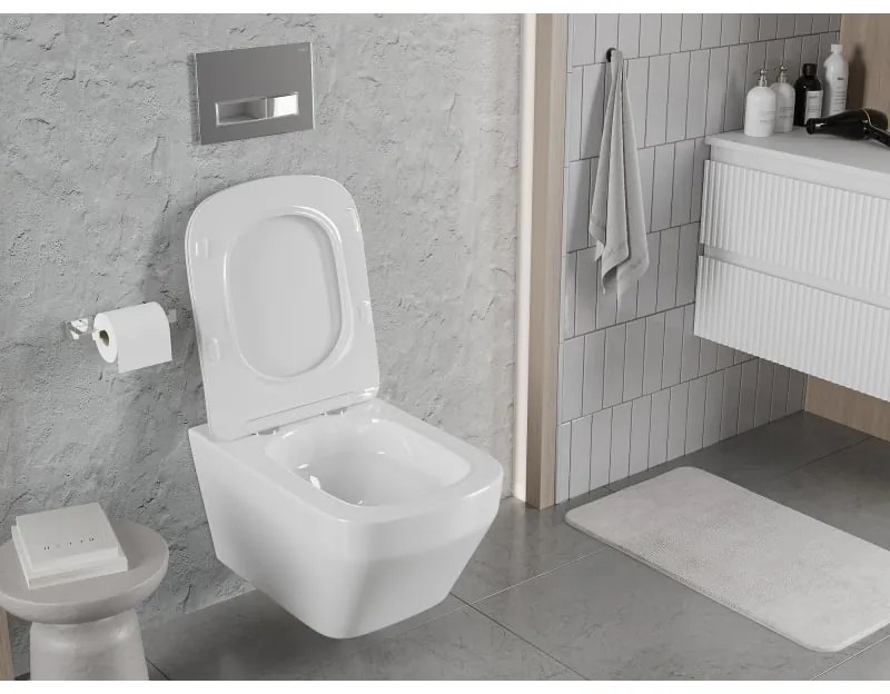 Mexen Riva, závesná WC misa 555x370x335 mm, Rimless Tornádo, biela lesklá, 3363XX00T