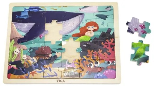 Drevené puzzle - malá morská víla 24 dielikov