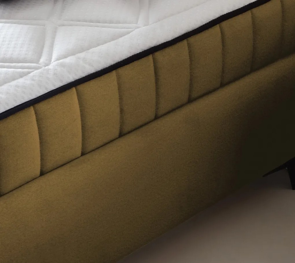 Posteľ Joy 180x200 cm, horčicovo žltá látka