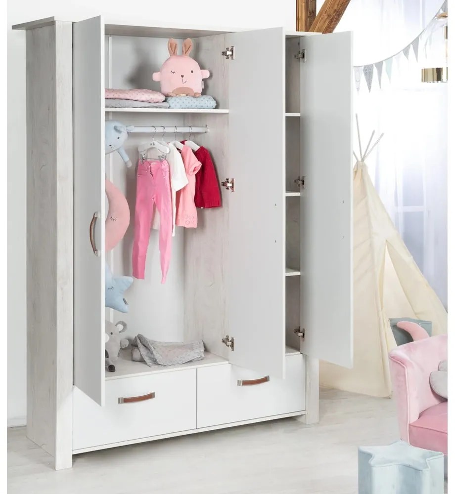 Svetlosivá detská šatníková skriňa 136x190 cm Mila – Roba