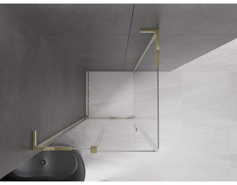 Mexen Velar L, sprchový kút s posuvnými dverami 120 x 120 cm, 8mm číre sklo, zlatá lesklá, 871-120-120-03-50