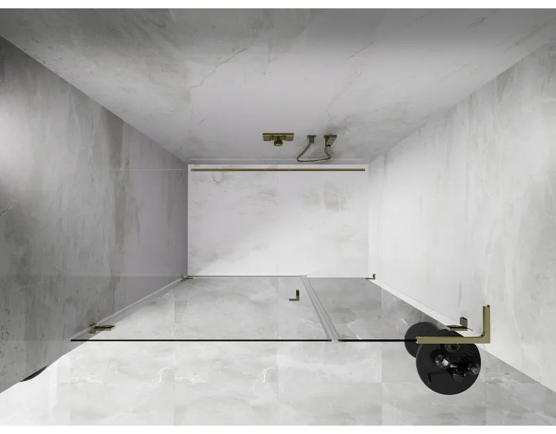 Mexen Lunar-B, L Otočné ľavé sprchové dvere 120 cm, číre sklo, zlatý profil, 832SL-120-050-50-00-L