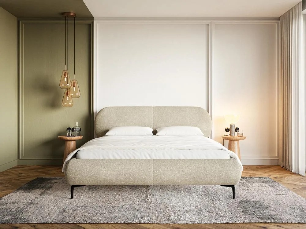 Manželská posteľ 140 cm Octave 140B (s roštom) (béžová + čierna). Akcia -18%. Vlastná spoľahlivá doprava až k Vám domov. 1099961
