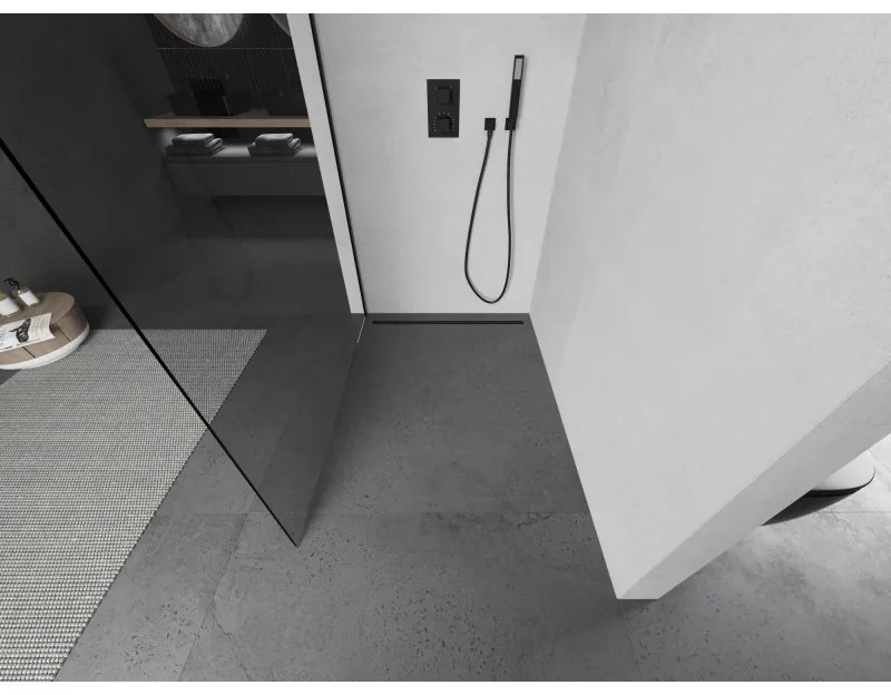 Mexen Kioto, sprchová zásteny typ Walk-In 55 x 200 cm, 8mm číre sklo, čierny profil, 800-055-101-70-00