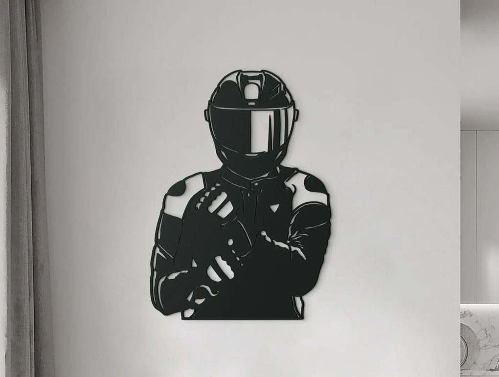 drevko Drevená nálepka Motorkár Rozmer obrazu: 44,5 x 32 cm, Farba dekorácie: Čierna