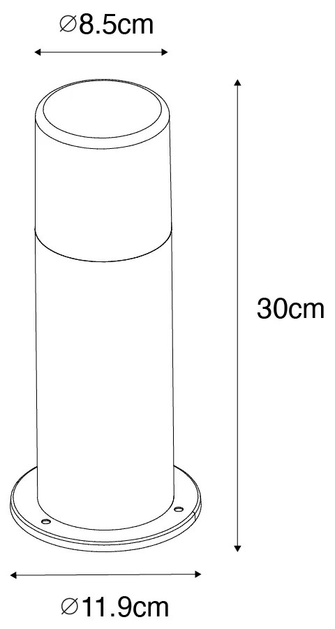 Stojaca vonkajšia lampa čierna s dymovým tienidlom 30 cm IP44 - Odense