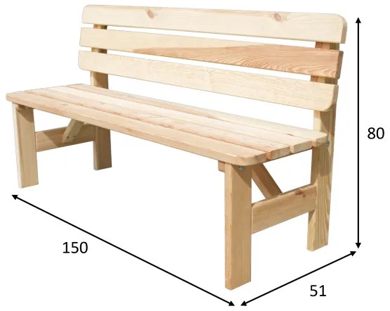 Rojaplast VIKING záhradná lavica drevená PRÍRODNÁ - 150 cm
