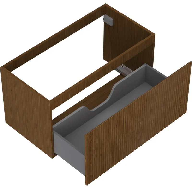 Mexen Rivel, kúpeľňová skrinka 90 cm, 1 zásuvka, drážkovaná, orech, 91A20-09047-1-BF86