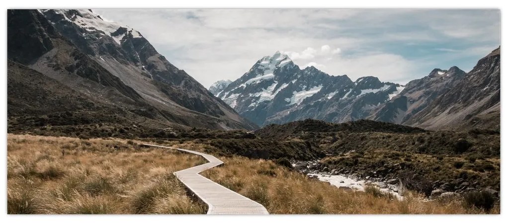 Obraz - Chodník v údolí hory Mt. Cook (120x50 cm)