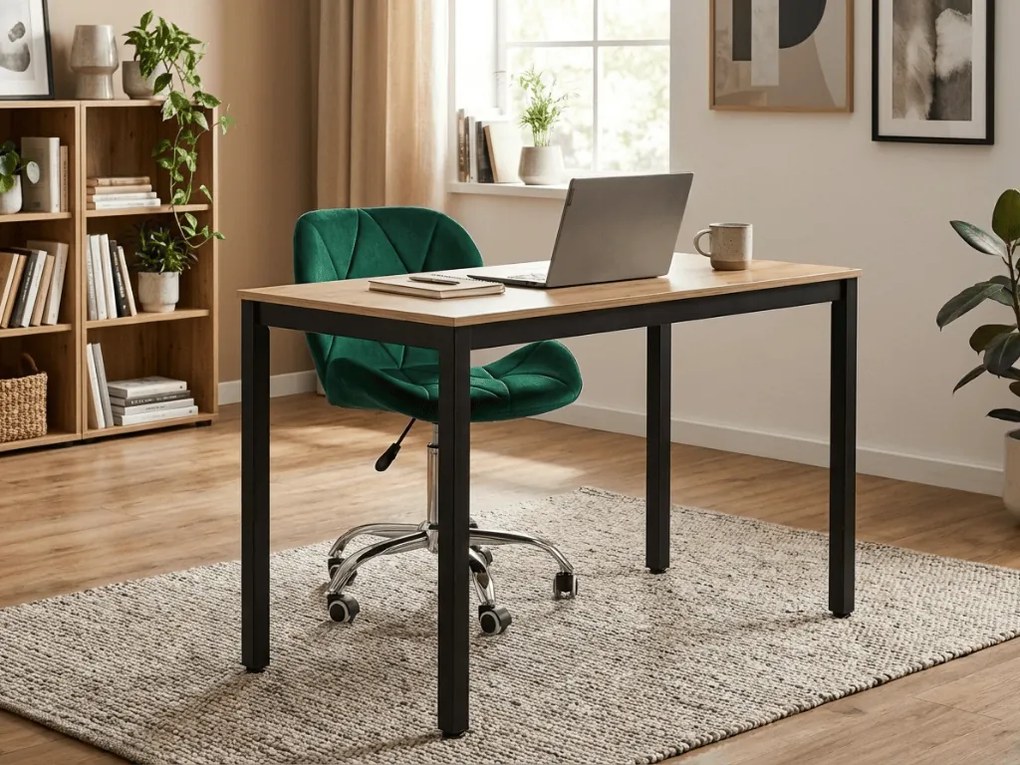 Čierny jedálenský stôl s doskou v dekore dub artisan TESSA 120x60 cm