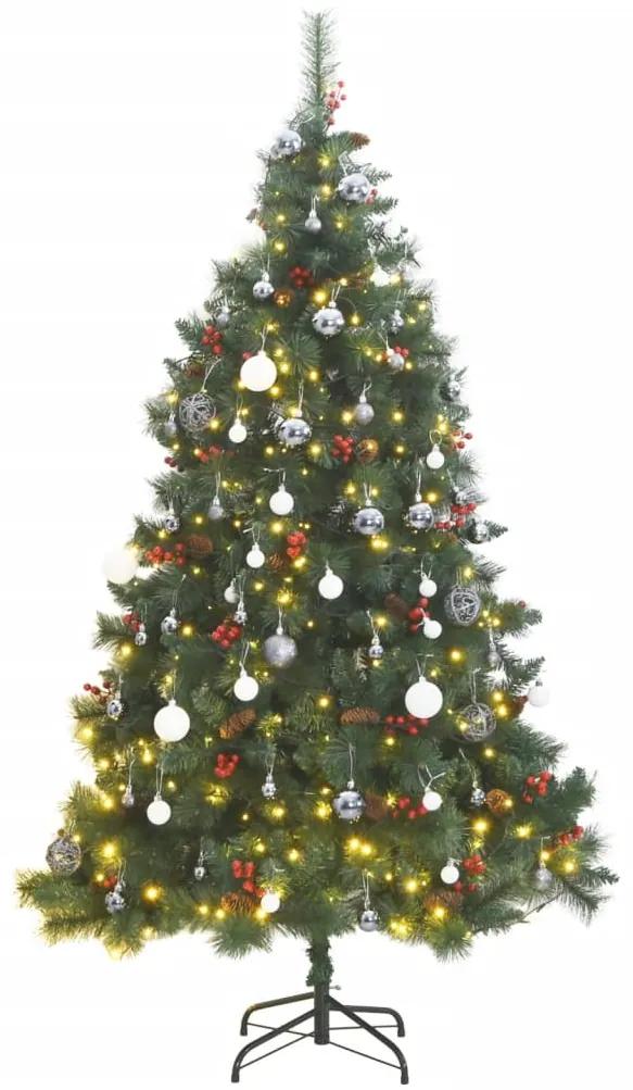 Umelý výklopný vianočný stromček 300 LED a sada gúľ 180 cm 3210249