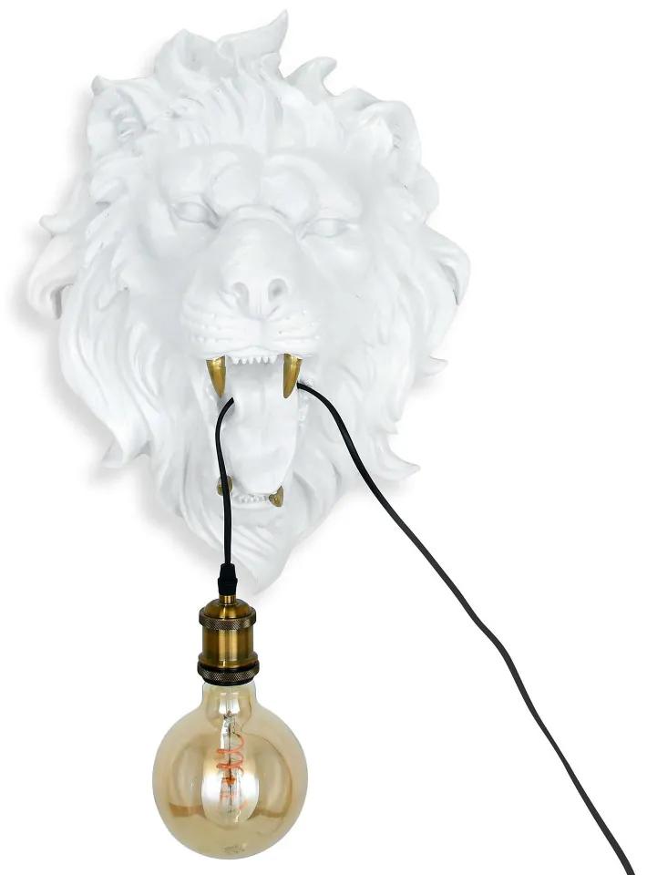 Biele nástenné svietidlo Lion Head