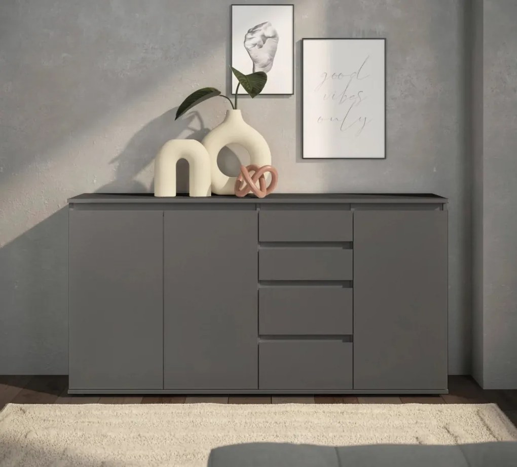 Široká komoda so šuplíkmi Brest, 160 cm, antracitová
