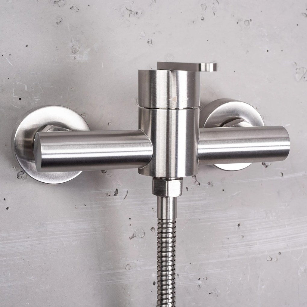 Rea Ontario, sprchová batéria s ručnou sprchovou súpravou, brúsená oceľ, REA-B5502