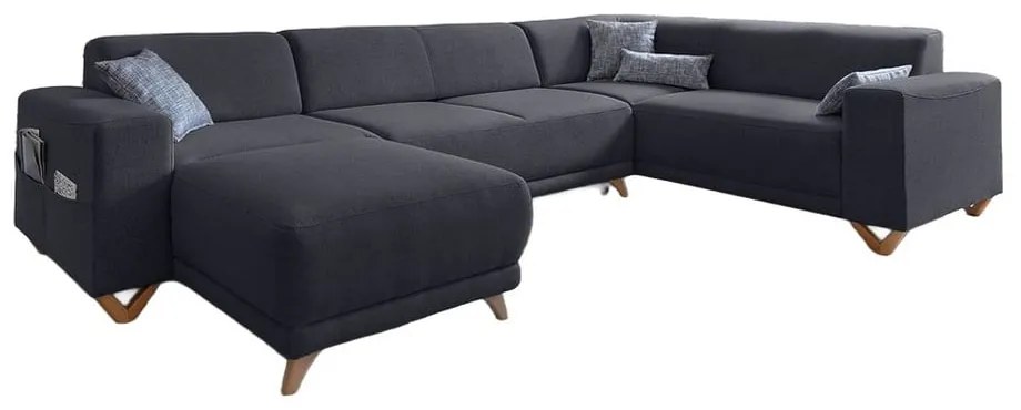 Antracitová rozkladacia/s úložným priestorom rohová pohovka (pravý roh/do tvaru "U") Classy Sophie – Miuform