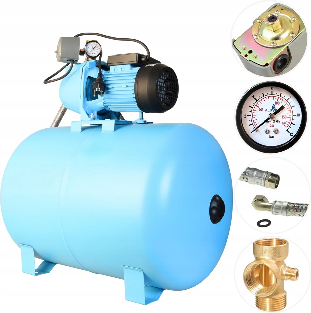 100 L Veľký Hydroforový Set Vodného Čerpadla 1100 W 60 L/min 5 Barov Pripravený Na Prevádzku