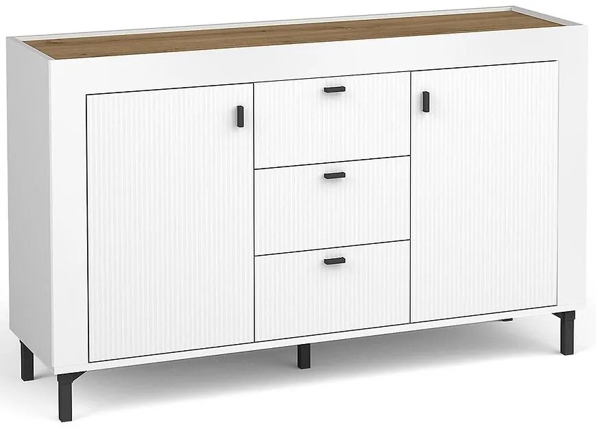 Komoda Mossa M06 2D3S dub whisky/biely mat