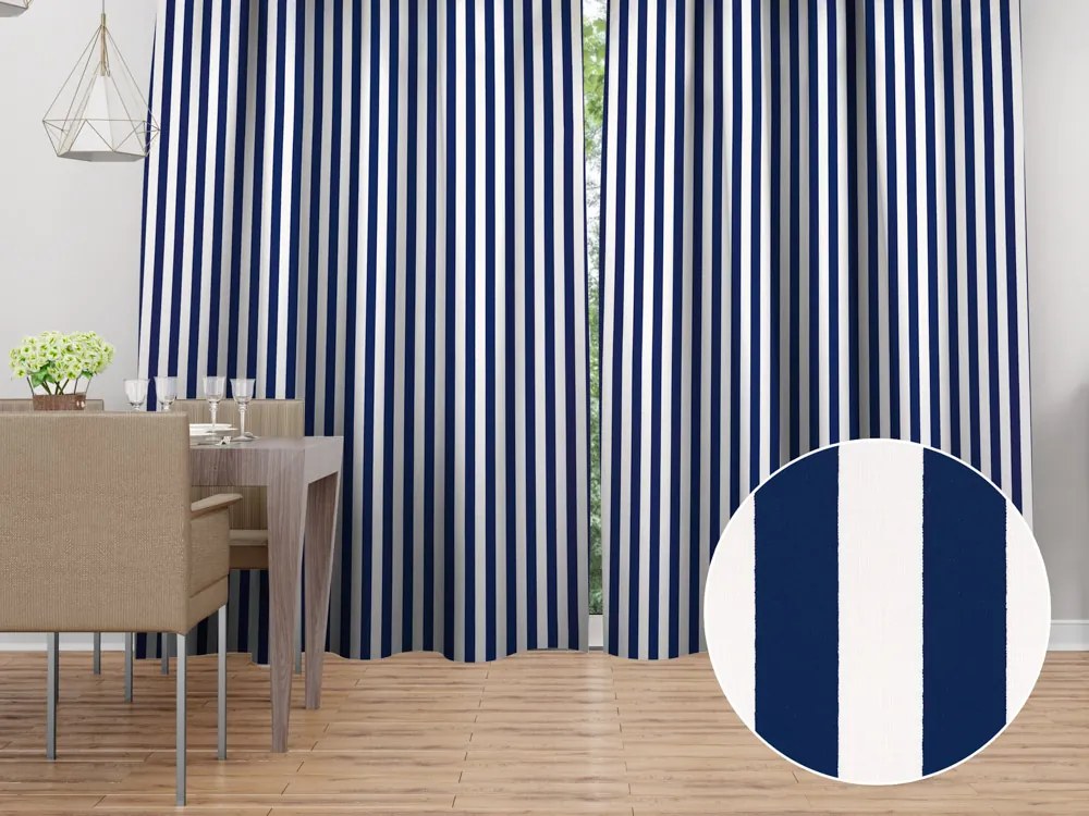 Biante Bavlnený záves Sandra SA-619 Modro-biele námornícke pruhy 130x210 cm