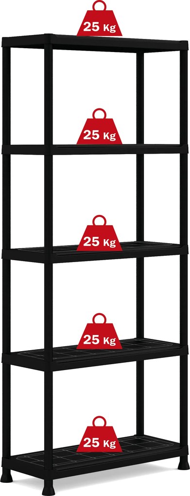 KIS-KETER Tribac 009509BK Regál Plus, 5 políc, šírka 75 cm