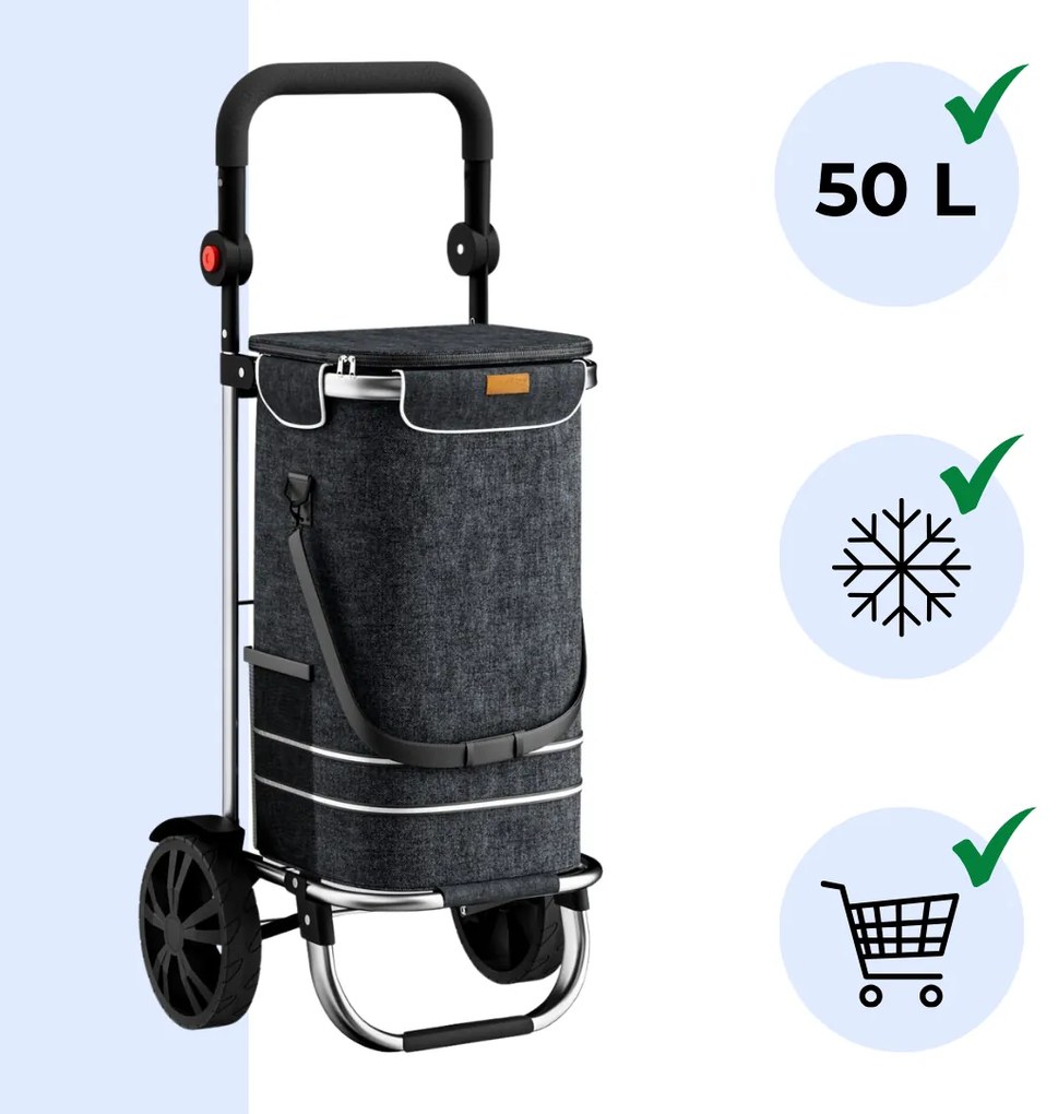 Jurhan Nákupná taška na kolieskach EASY, 50l, čierna