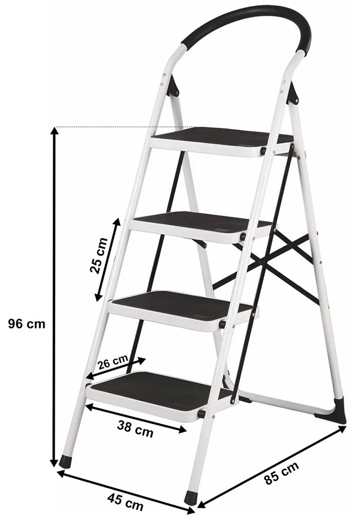 4Home Skladacie oceľové schodíky Steps, 4 stupne, 4 stupne