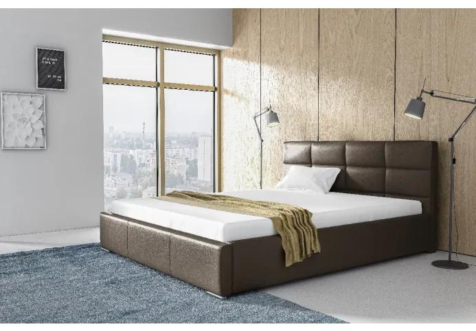 Elegantná posteľ Garret s úložným priertorom hnedá eko koža 180 x 200