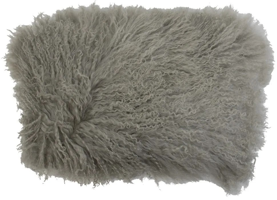 Vankúš šedá ovčej kože kučeravý dlhý chlp Curly grey - 35 * 50 * 10cm