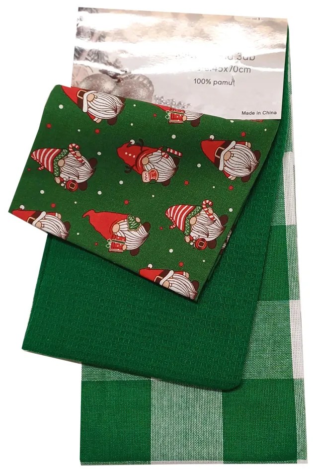Bavlnené kuchynské utierky Noel gnom 3ks