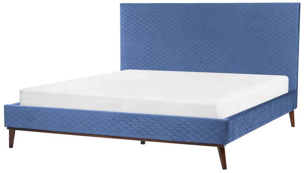 Zamatová posteľ 180 x 200 cm modrá BAYONNE Beliani
