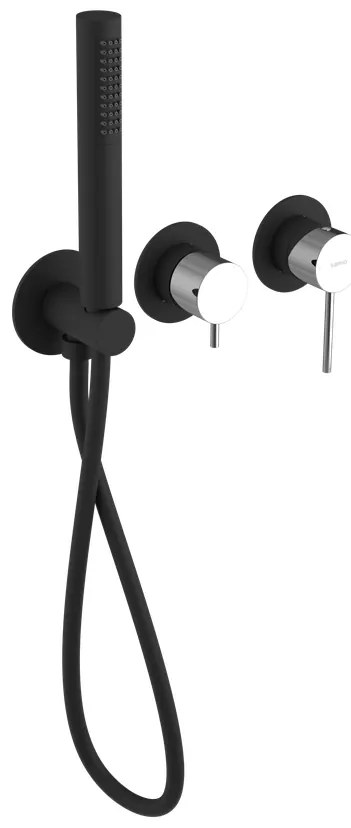 Sapho Sapho, ULTRAMIX podom. sprch./vaňová batéria, ručná sprcha, 2 výstupy, čierná mat/chróm, UT045BC