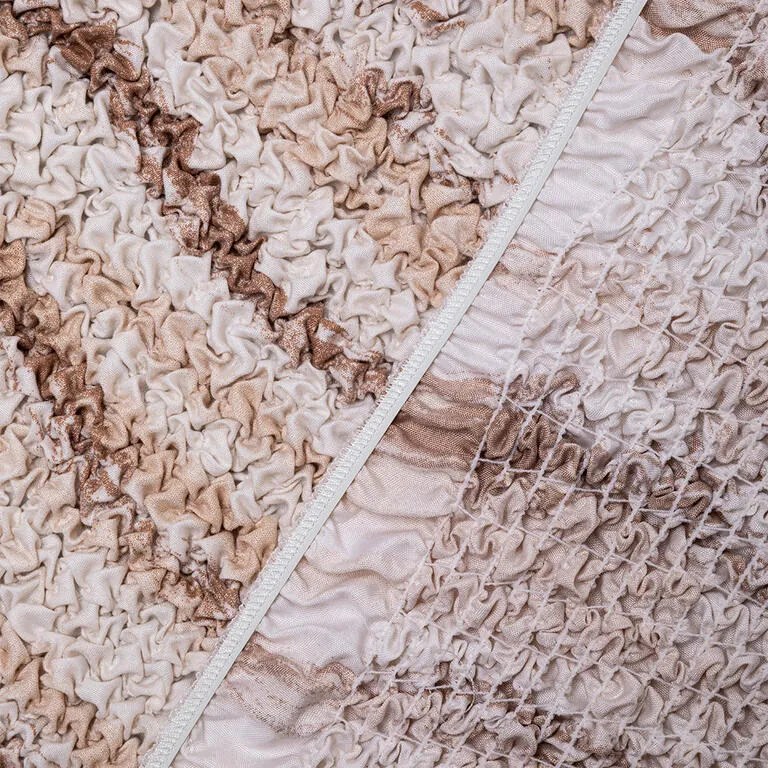 Bielastické poťahy OCEANO NOVÉ béžové dvojkreslo s drevenými rúčkami (š. 80 -140 cm)