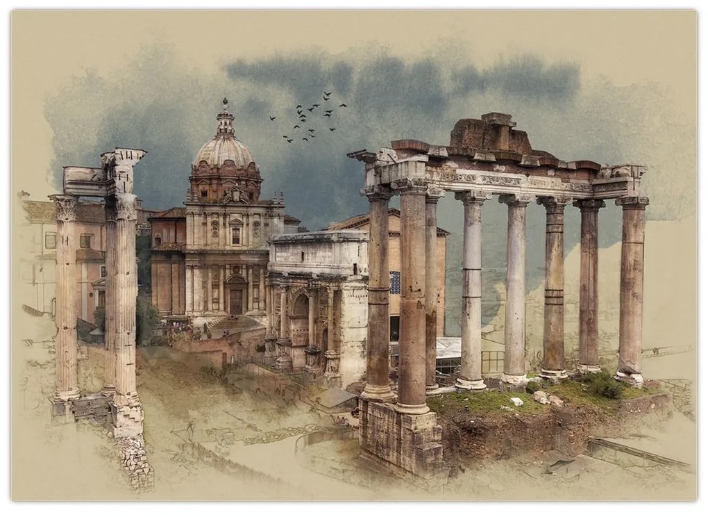 Sklenený obraz - Forum Romanum, Rím, Taliansko (70x50 cm)