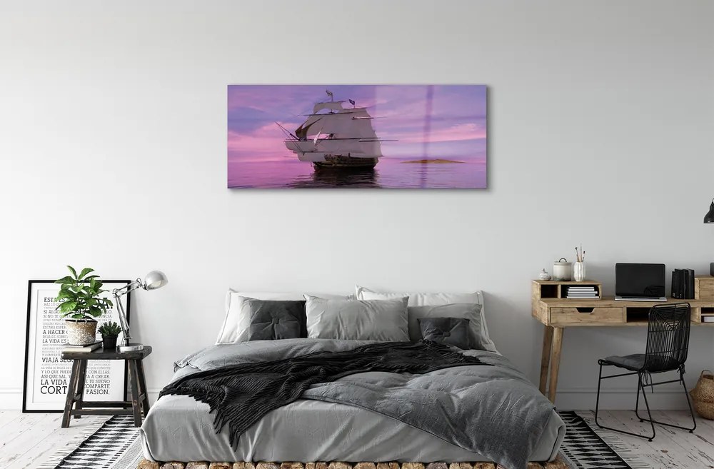 Obraz plexi Fialové neba ship sea 120x60 cm