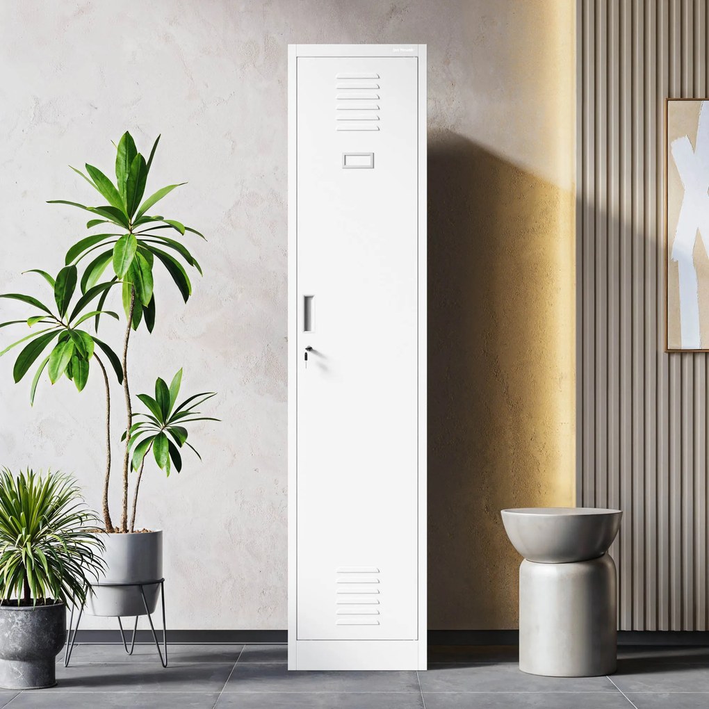 Dvojkomorová pracovná skrinka na oblečenie biela, 400x1800x500 mm: KACPER 1 Plus