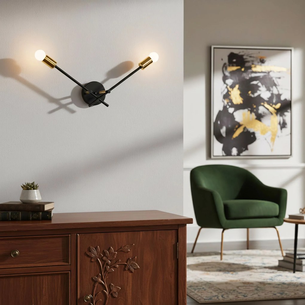 Toolight Toolight, nástenné svietidlo 2xE27 APP1119-2W, čierna-zlatá, OSW-01642