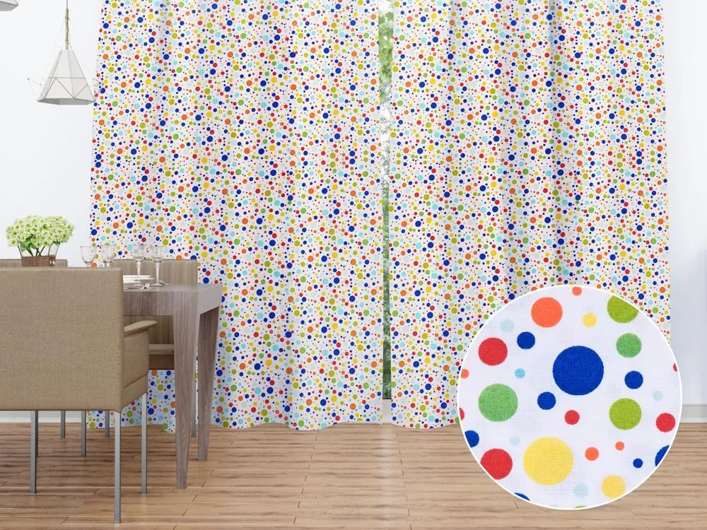 Biante Bavlnený záves Sandra SA-006 Farebné bodky na bielom 140x140 cm