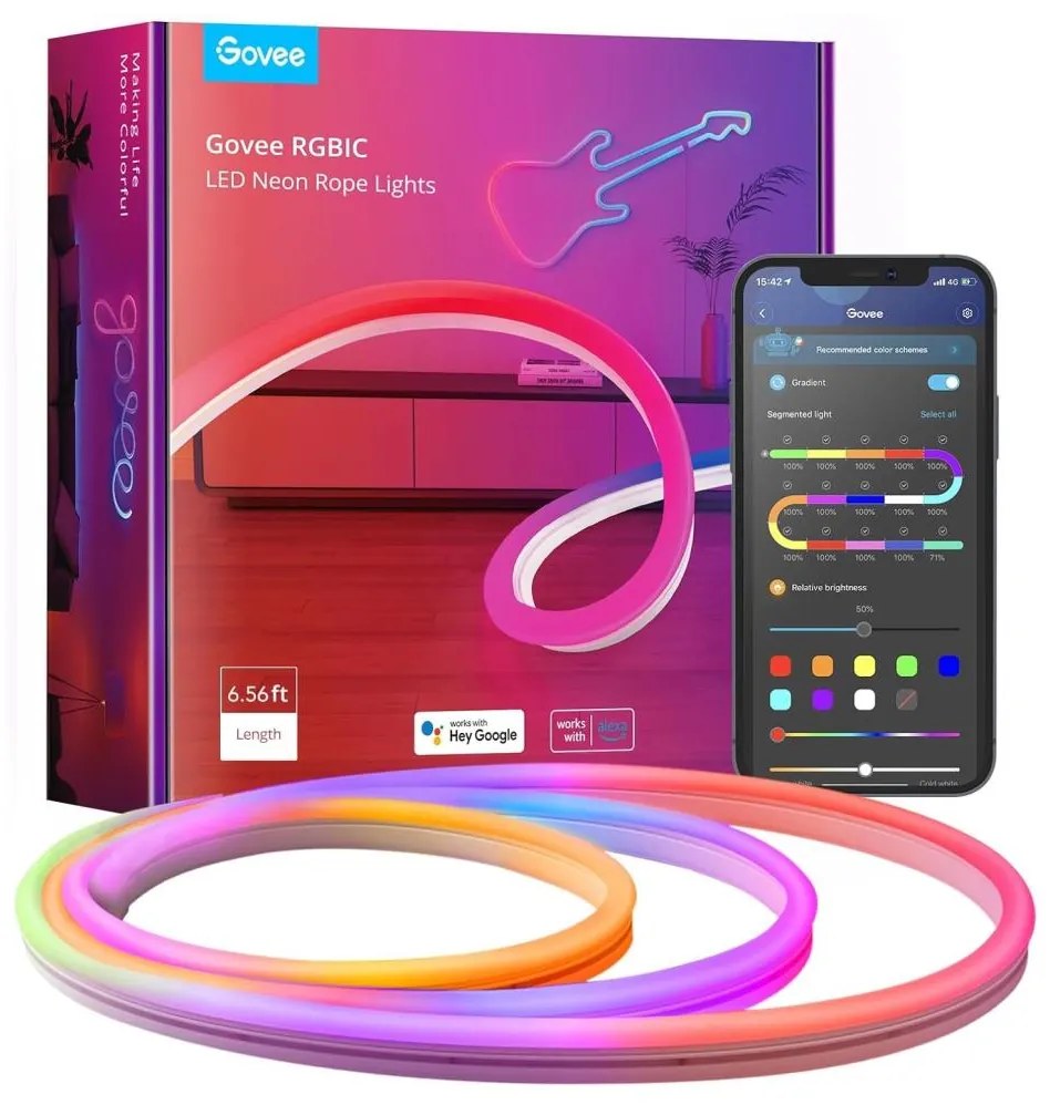 Govee - Neon SMART ohybný LED pásik RGBIC 2m Wi-Fi IP67