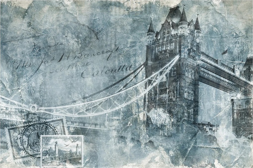 Obraz - Tower Bridge v chladných tónoch (90x60 cm)