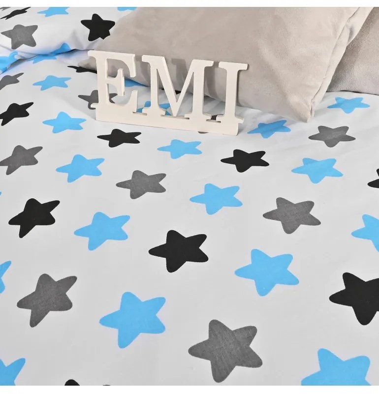 Obliečky bavlnené Hviezdičky modré EMI, Štandardný set jednolôžko obsahuje 1x 140x200 + 1x 70x90