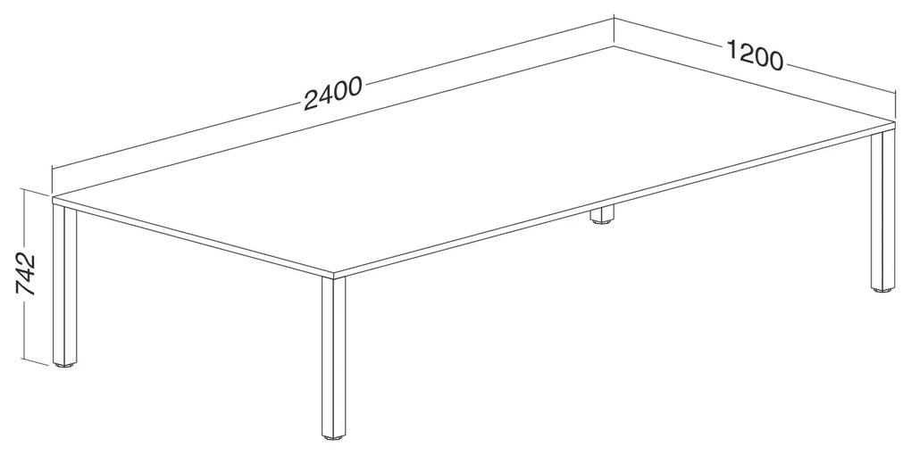 Konferenčný stôl ProOffice 120 x 240 x 74,2 cm, čerešňa