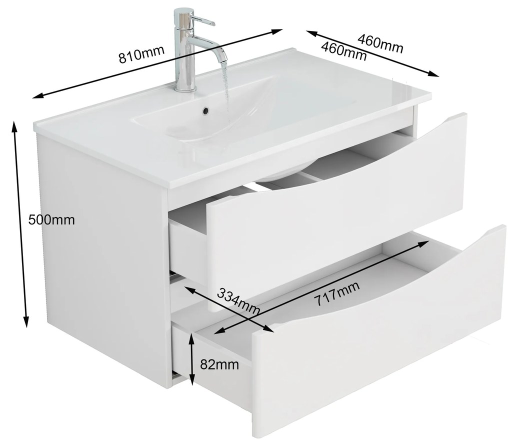 Závesná skrinka pod umývadlo Houseland Nirela 80 cm biela