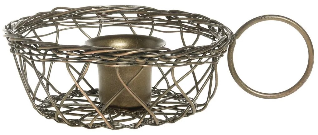 Mosadzný antik drôtený svietnik na úzku sviečku Til - 10*5 cm