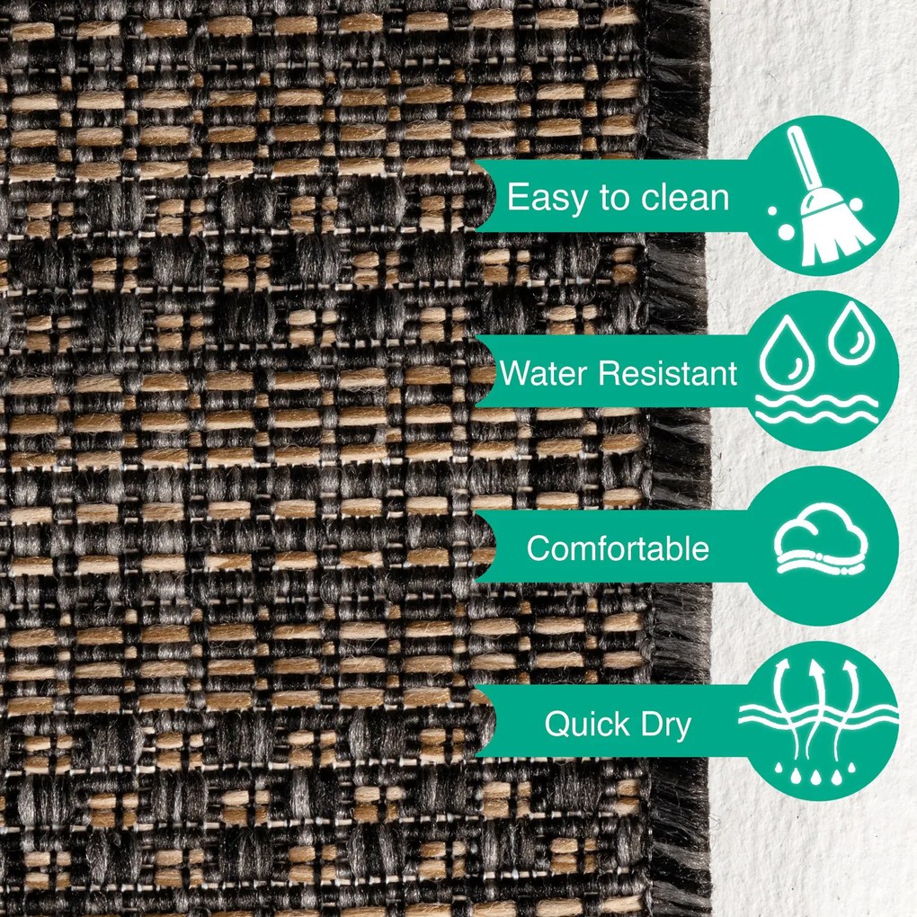 Ayyildiz, Kusový koberec Zagora 4513 Black – na von aj na doma, 120x170, čierna, chodba / predsieň