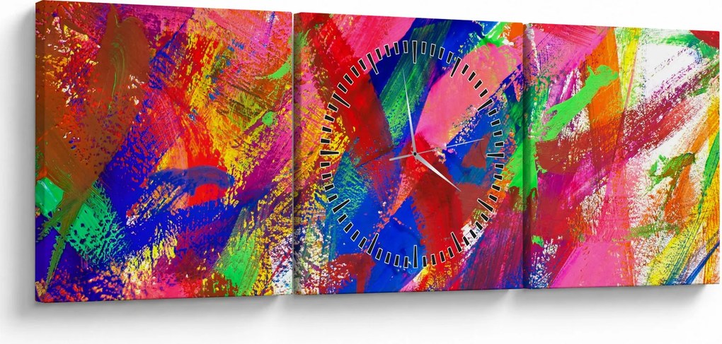 Obraz - Farebná abstrakcia (s hodinami) (90x30 cm)