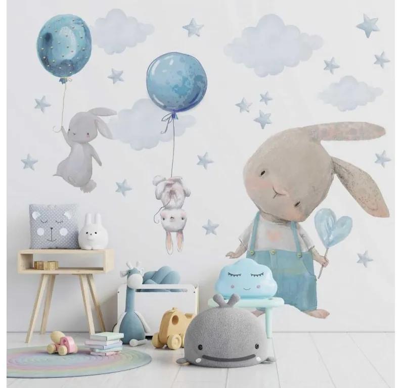 Gario Detská nálepka na stenu Zajačiky s balónmi Farba: Mätová