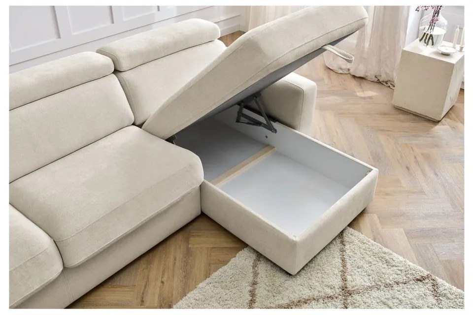 Krémová rozkladacia rohová pohovka (variabilná) Monaco – Bobochic Paris