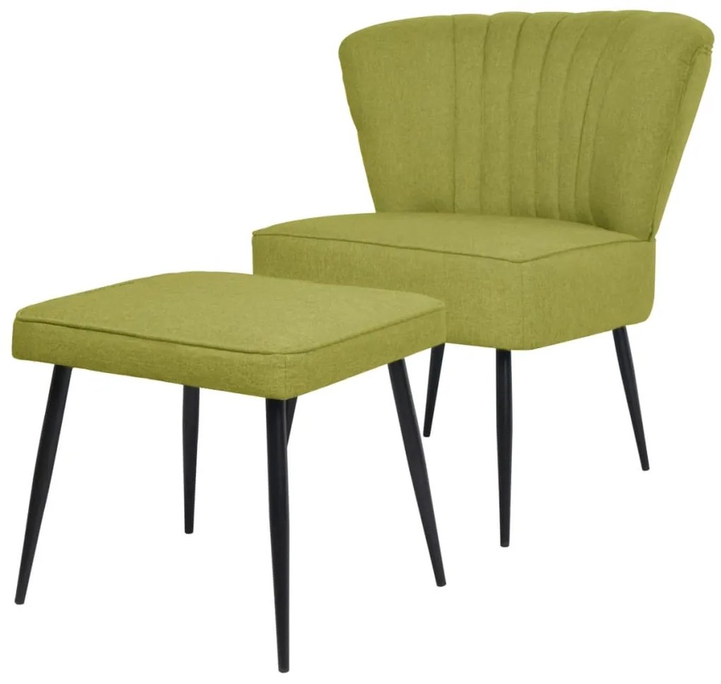 vidaXL Kokteilová stolička s podnožkou, zelená, látka
