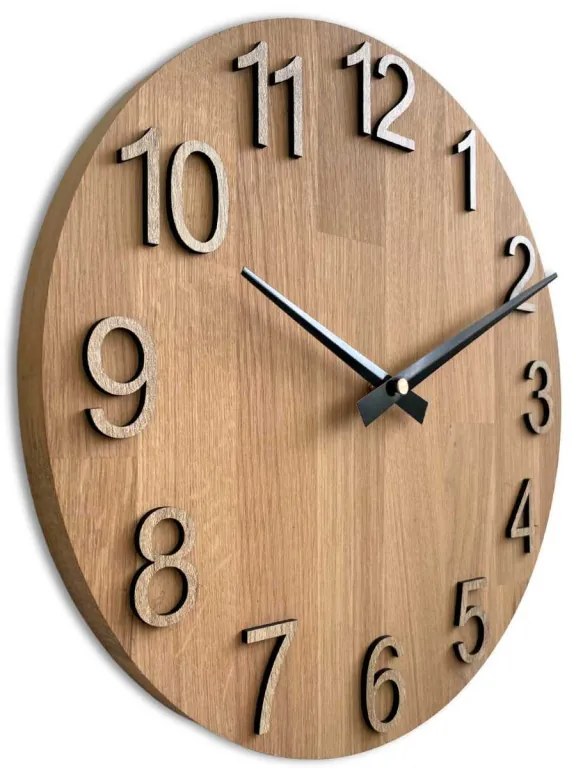 Dubové hodiny na stenu s veľkými číslicami I SENTOP MAS017-natural3041-hands/black